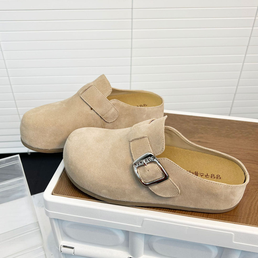 Damen Bequeme Wildleder-Clogs mit verstellbarem Riemen und ergonomischem Fußbett EB