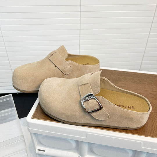 Damen Bequeme Wildleder-Clogs mit verstellbarem Riemen und ergonomischem Fußbett EB