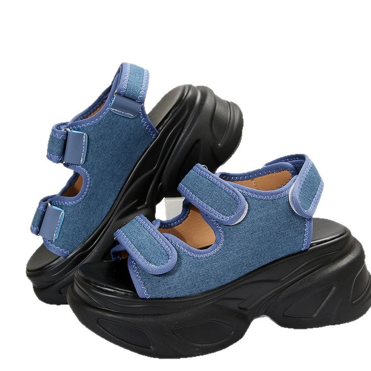 Damen Sandalen mit innovativem Klettverschluss und rutschfester Plattformsohle EB