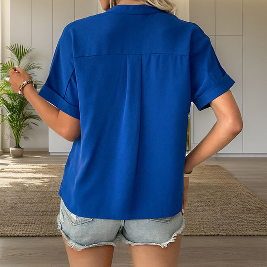 Damen Hemdblusenshirt mit praktischem Brusttaschen-Design und eleganten Knopfdetails EB
