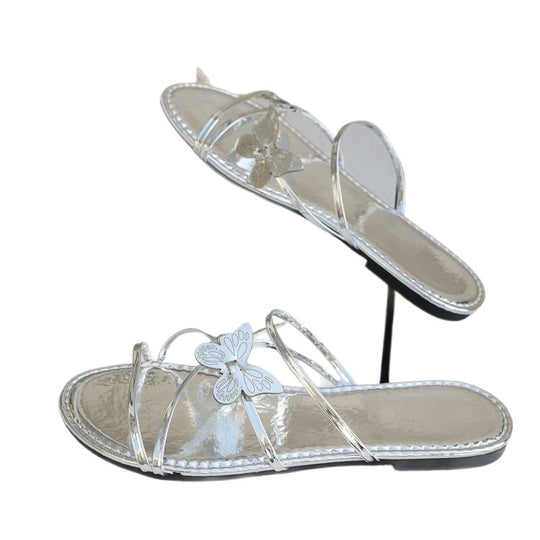 Damen Bunte Riemensandalen mit filigranem Schmetterlingsdesign EB