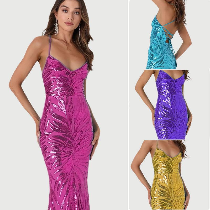 Damen Glitzerndes Abendkleid EB
