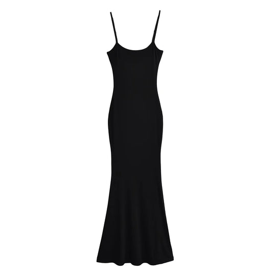 Damen figurbetontes Träger-Maxikleid aus Jersey