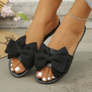 Damen Riemensandalen mit großem Schleifendetail EB