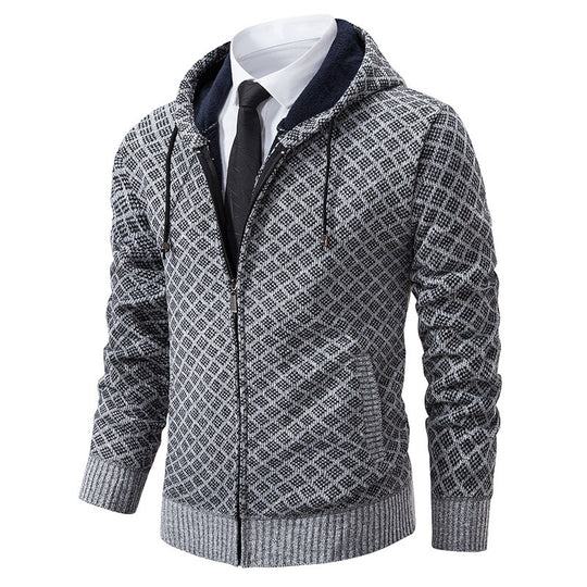 Herren stylische Jacke mit modernem Wabenmuster und Kapuze EB