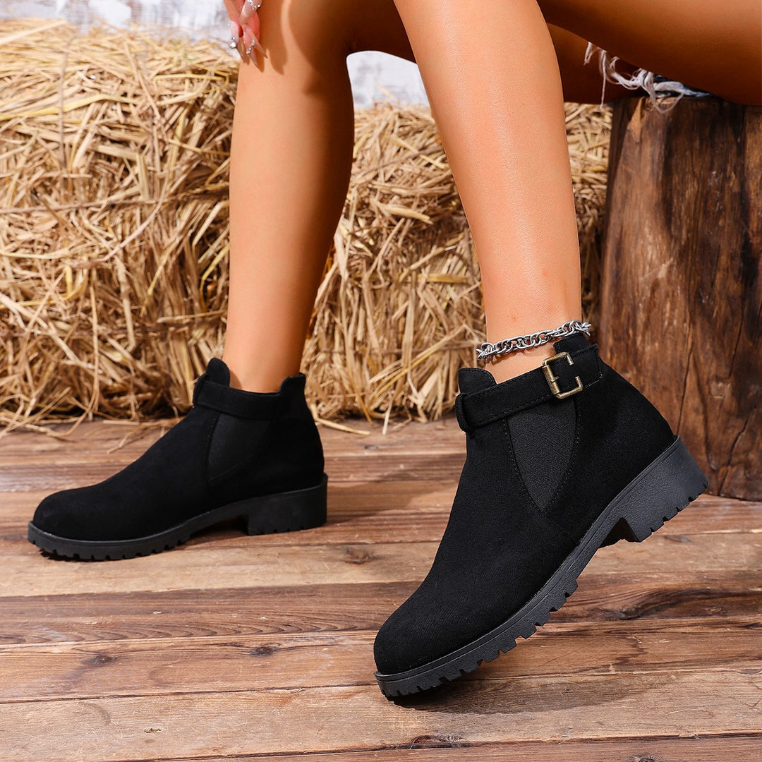 Damen Chelsea-Ankleboot mit elastischem Einsatz und Zier-Schnallenriemen EB