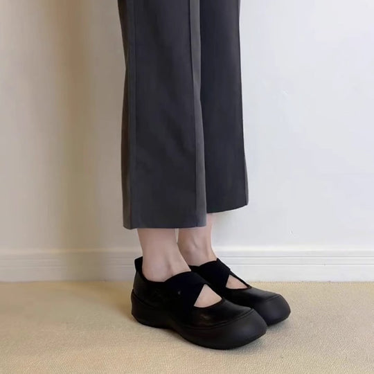 Damen bequeme und stilvolle Ballerina-Schuhe mit elastischem Riemchen EB
