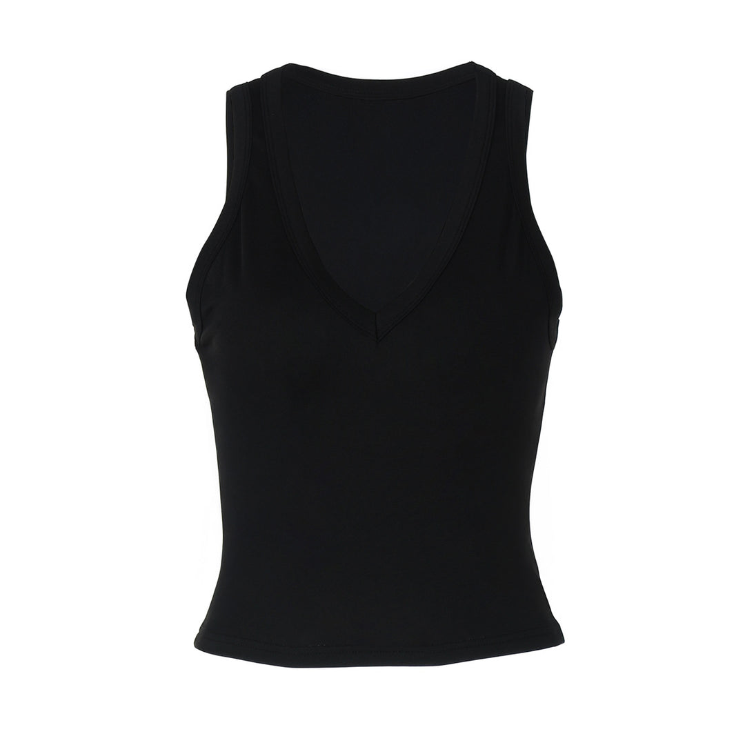 Damen körperbetontes V-Neck Top aus elastischem Material EB