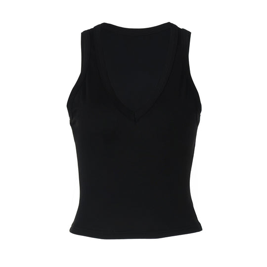Damen körperbetontes V-Neck Top aus elastischem Material EB