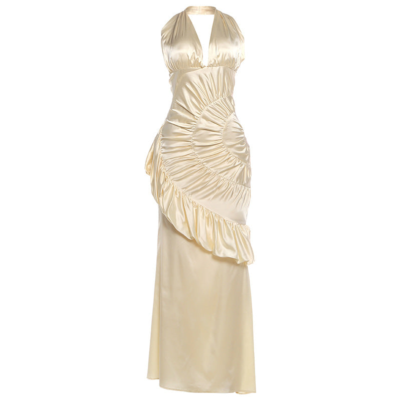 Damen Elegantes Maxikleid mit asymmetrischem Schnitt und raffinierten Drapierungen EB