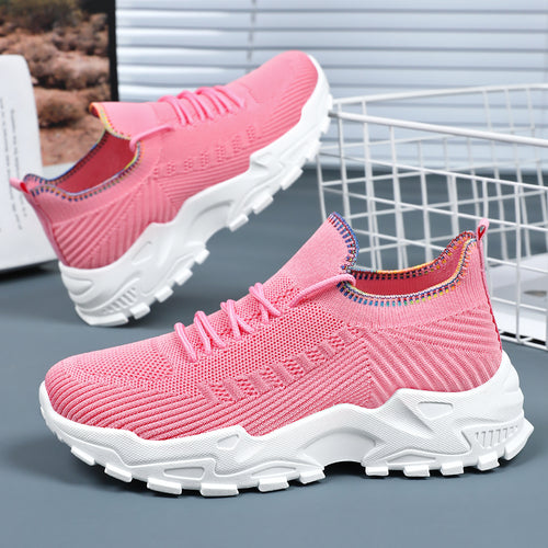 Damen Sportliche Sneaker mit elastischem Strickoberteil und dämpfender Sohle EB