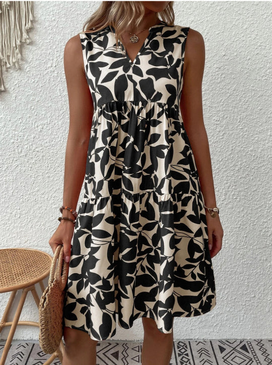 Damen Blumenkleid im lässigen A-Linien-Design EB