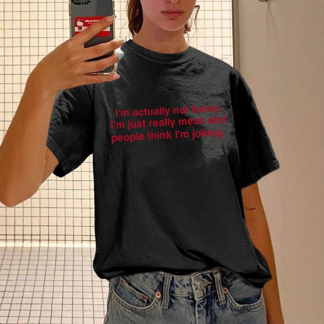 Damen Statement T-Shirt mit humorvollem Schriftzug EB