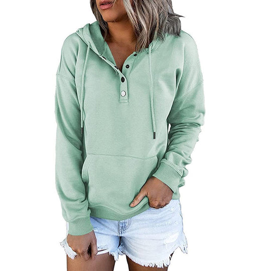 Damen Kapuzenpullover mit modischem Knopfdetail EB