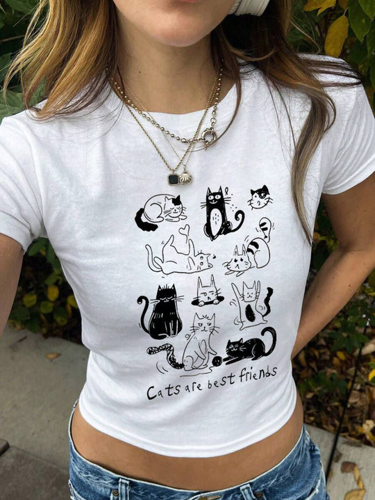 Damen Kurzarm T-Shirt mit auffälligem Motorrad-Design EB