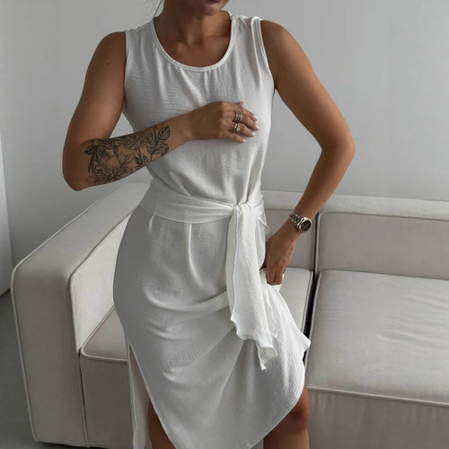 Damen sommerliches Wickelkleid mit seitlichem Schlitz und tailliertem Design EB