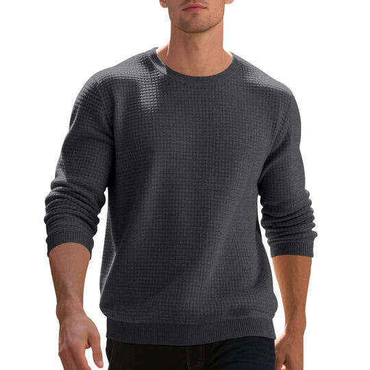 Herren strukturiertes Rundhals-Sweater aus weichem Baumwollmix EB