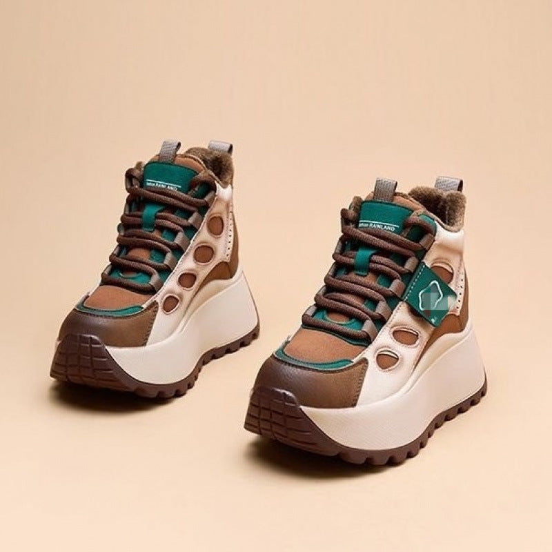 Damen Sportliche High-Top Sneakers mit Blockabsatz und einzigartigem Design EB