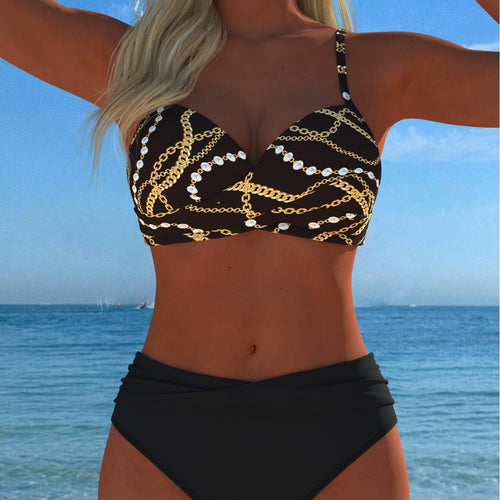 Damen Bikini-Set mit elegantem Kettenmotiv und komfortablem Schnitt EB