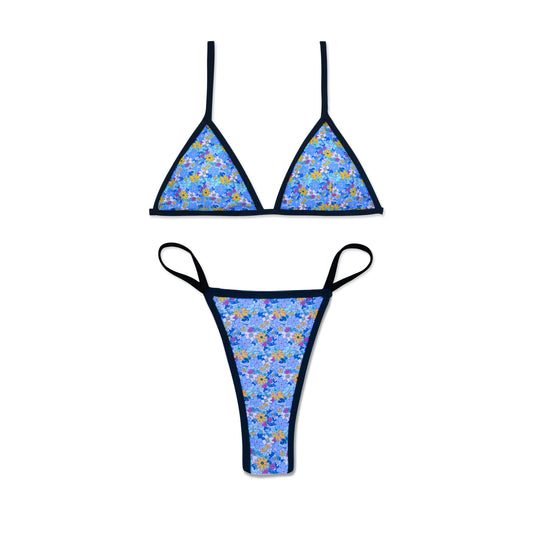 Damen Triangel-Bikini mit floralem Design und verstellbaren Trägern EB