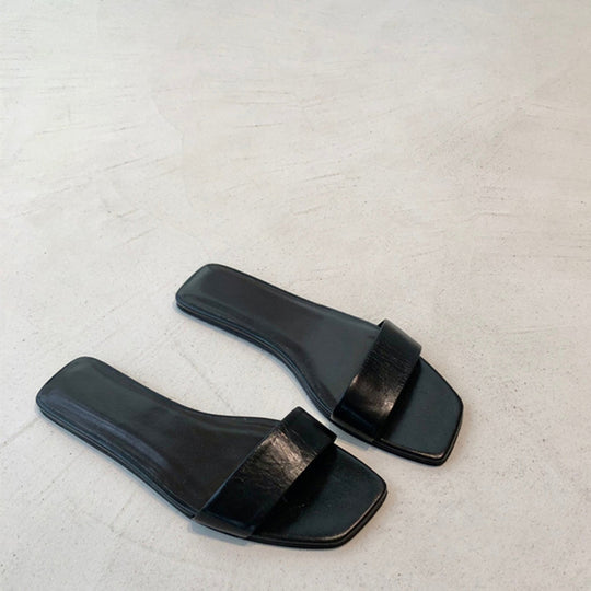 Damen Flache Pantoletten mit breitem Riemendesign und komfortabler Sohle EB
