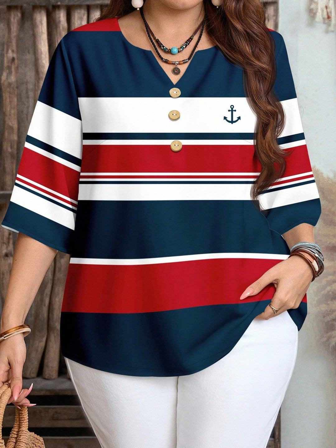 Damen Bluse mit Blumenmuster und Knopfleiste EB