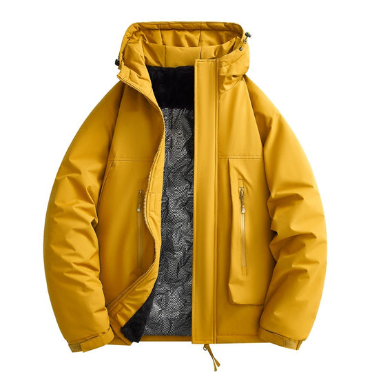 Herren wasserabweisende gefütterte Winterjacke mit Kapuze und weichem Fleece-Innenfutter EB