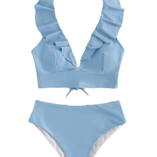 Damen Hoch taillierter Bikini mit voluminösen Rüschen EB