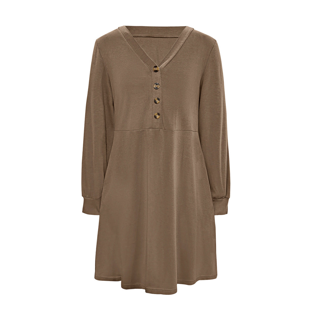 Damen Freizeitkleid mit Knopfleiste und seitlichen Eingrifftaschen EB