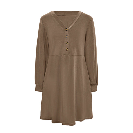Damen Freizeitkleid mit Knopfleiste und seitlichen Eingrifftaschen EB