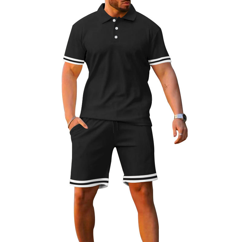 Herren Sportliches Polo- und Shorts-Set mit Kontrastdetails EB