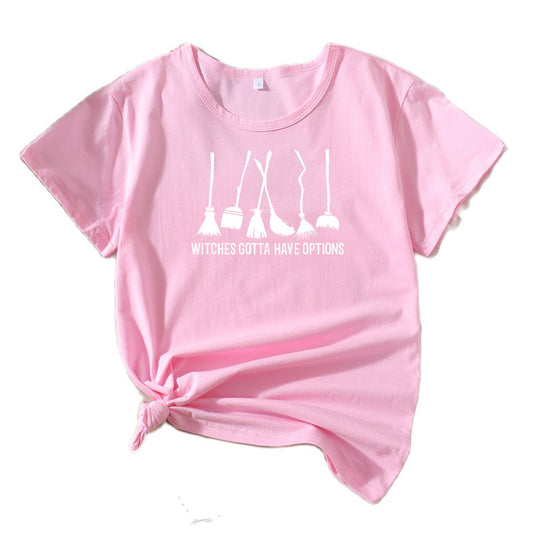 Frauen Grafik Besenstiel Humor T-Shirt Heidi-Mode