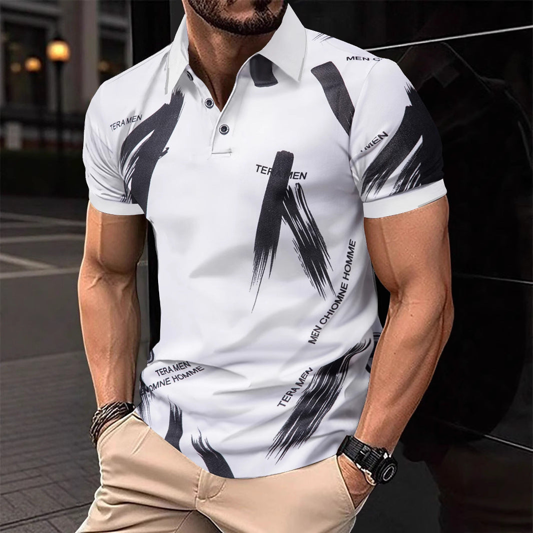 Herren modisches Poloshirt mit grafischen Akzenten und atmungsaktiven Eigenschaften EB