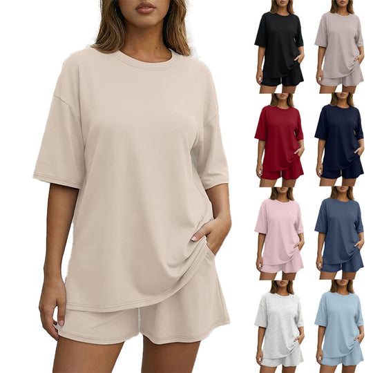 Damen Oversized Freizeit-Set mit kurzem Oberteil und lässiger Shorts EB