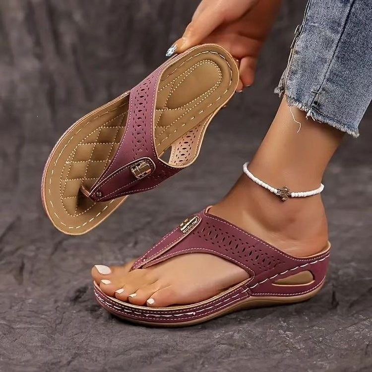 Damen Bequeme Zehentrenner-Sandalen mit atmungsaktiver Oberkonstruktion EB