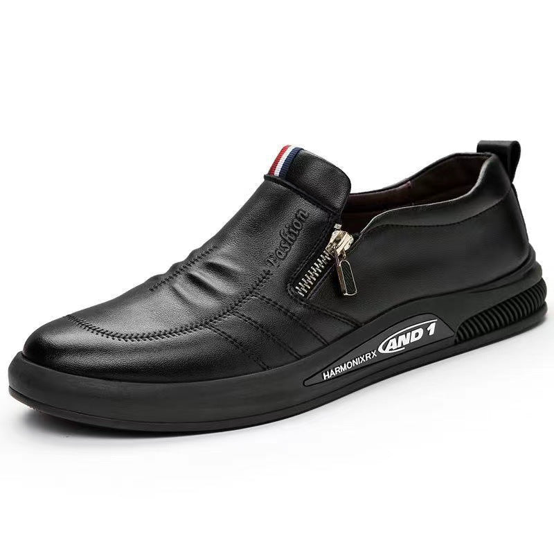 Herren Elegante und komfortable Leder-Slipper mit Reißverschluss EB