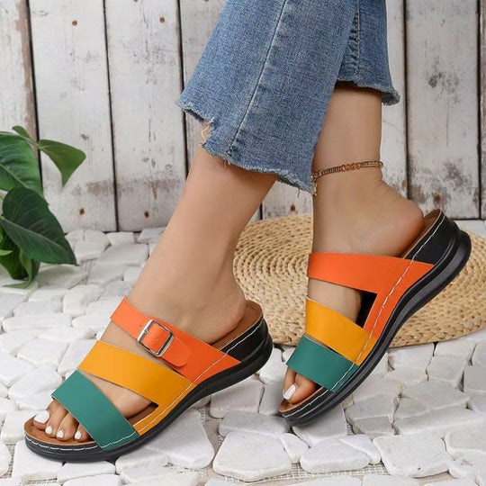 Damen bequeme und modische Sandalen mit verstellbaren Riemen EB