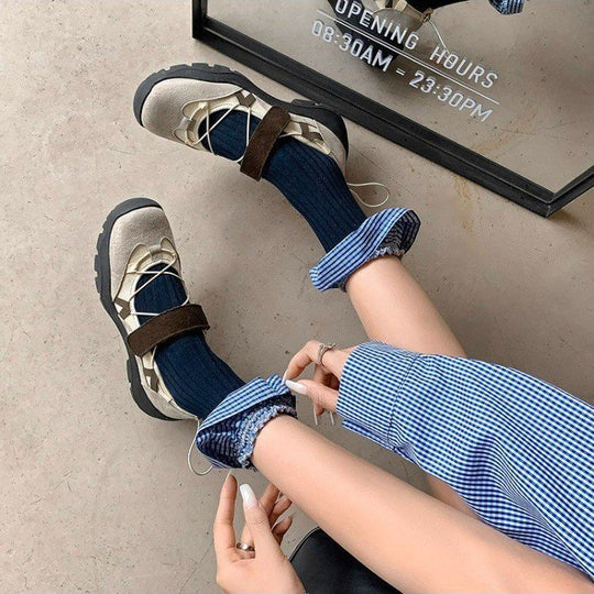 Damen Sportliche Ballerinas mit verstellbarem Riemen und rutschfester Sohle EB
