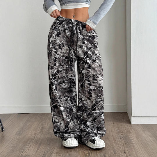 Damen Bequeme Freizeithose mit floralem Design und elastischem Bund EB