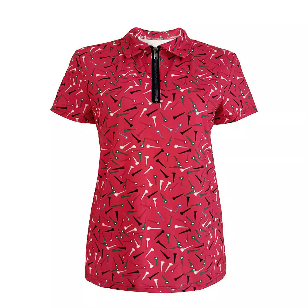 Damen Golfpolo mit modernem Reißverschluss und lebhaftem Design EB