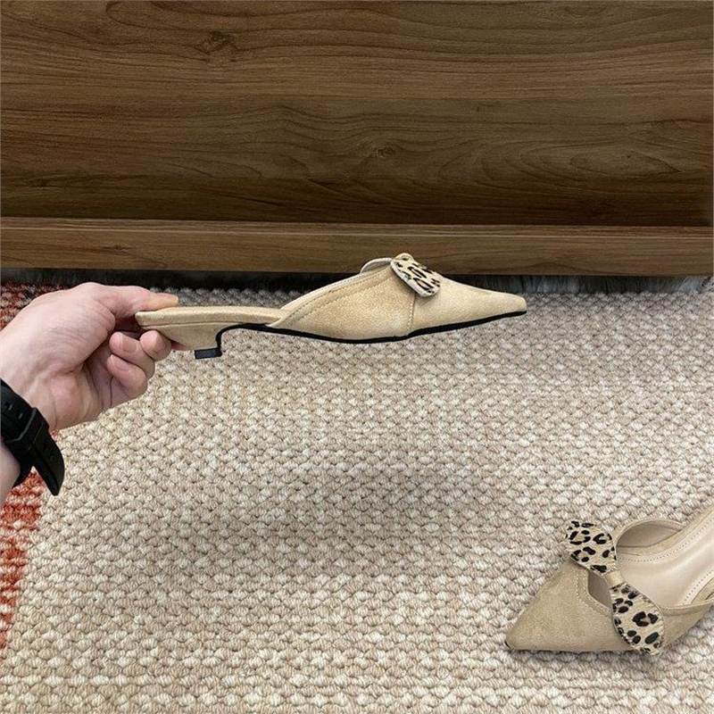 Damen spitze Slingback Mules mit zierlicher Schleifenverzierung EB