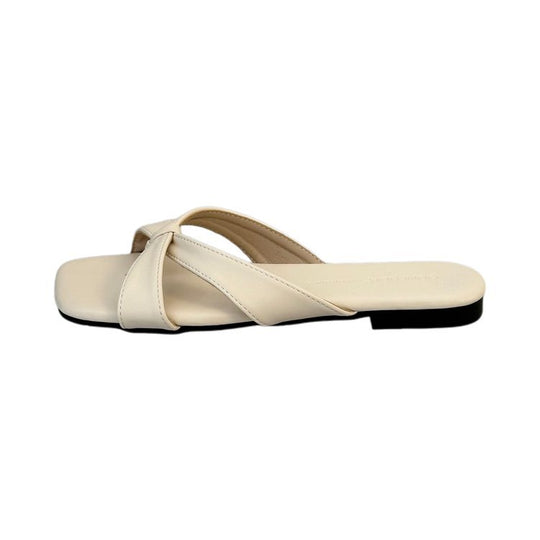 Damen bequeme Zehentrenner-Sandaletten mit modernem Knoten-Design EB