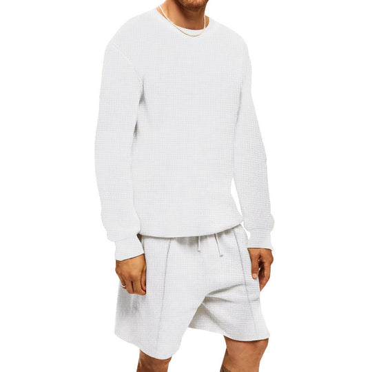 Herren lässiges Sweatshirt- und Shorts-Set mit strukturiertem Design EB
