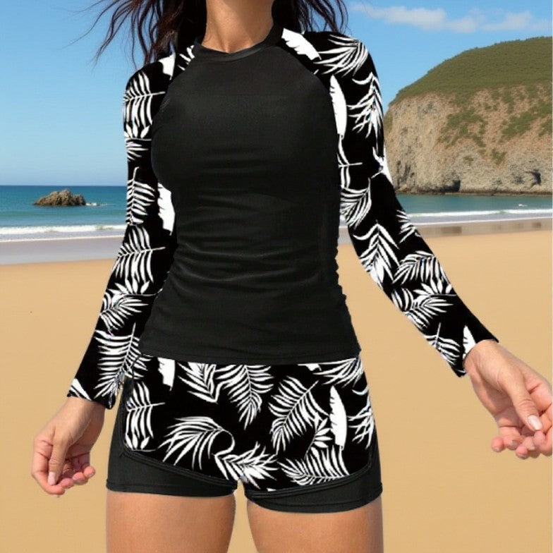 Damen Sportlicher Langarm-Oberteil mit komfortablen Shorts EB