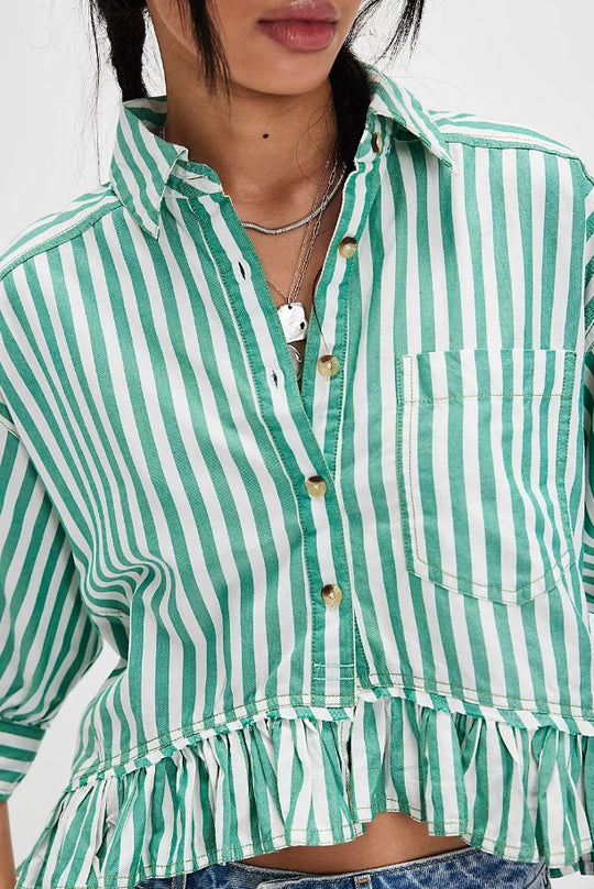 Damen lässige Bluse mit Rüschensaum EB