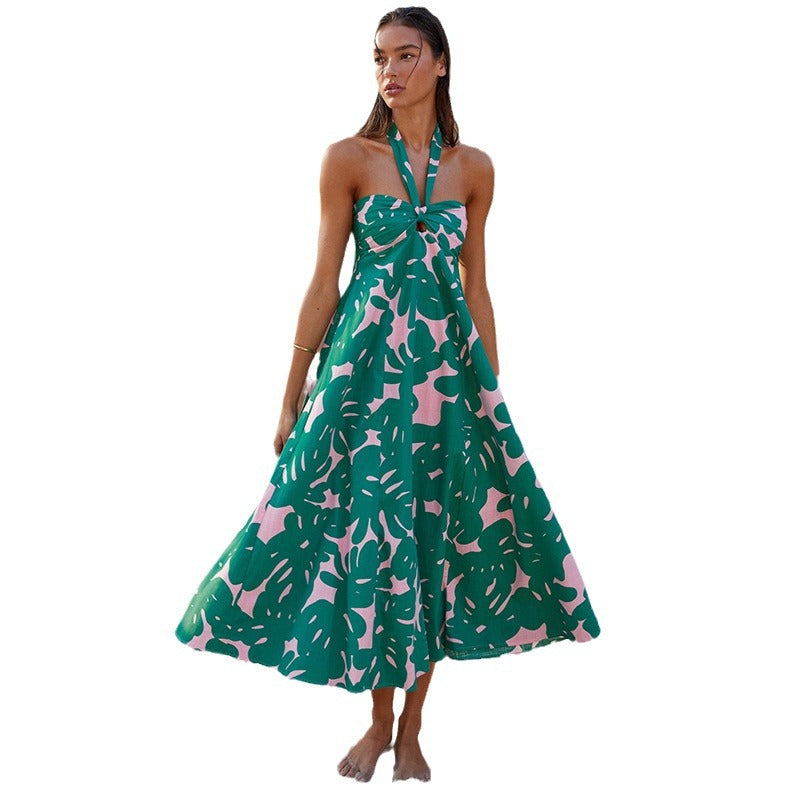 Damen Maxikleid mit floralem Bandeau-Design und elegantem Schwingrock EB