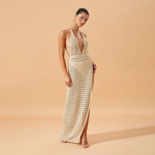 Damen figurbetontes Netzkleid mit raffiniertem Muster EB