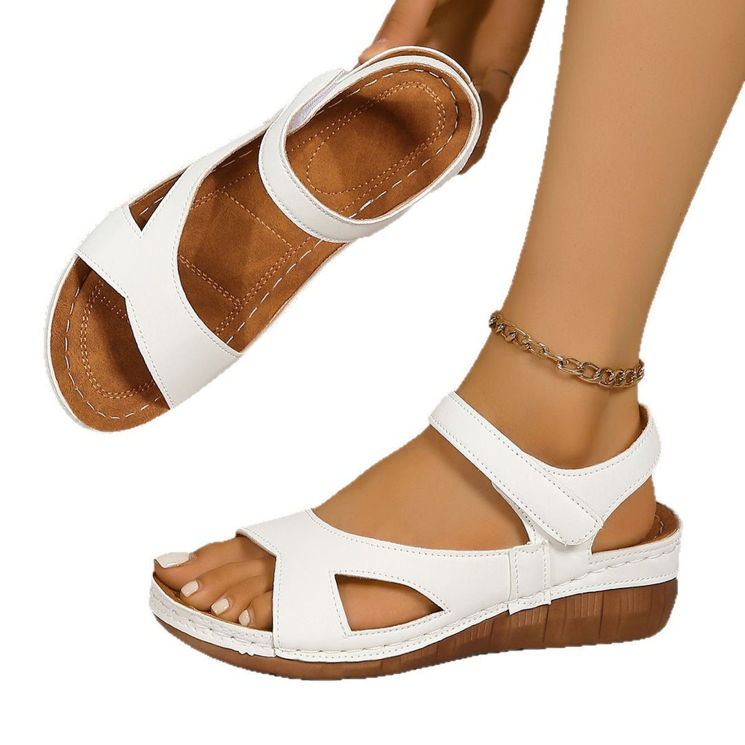 Damen Wedge-Sandalen mit verstellbarem Klettverschluss und anatomischem Fußbett EB