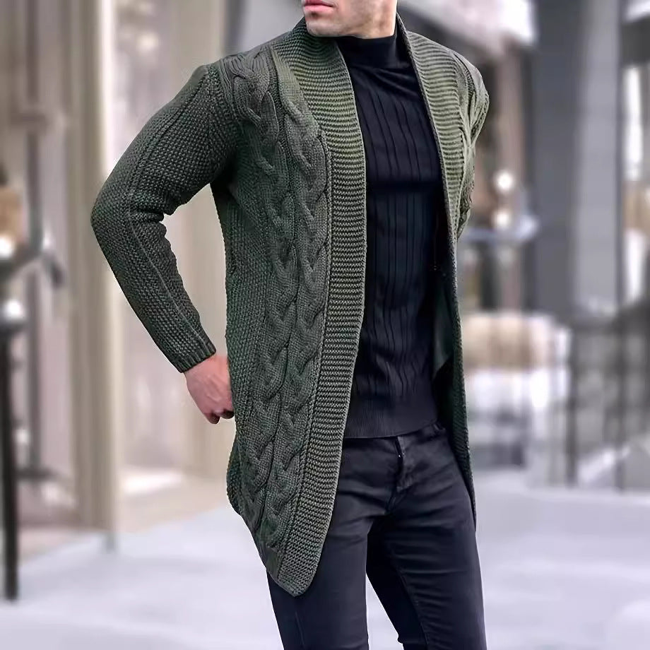 Herren Grobstrick Cardigan mit modischem Zopfmuster und lässigem Schnitt EB