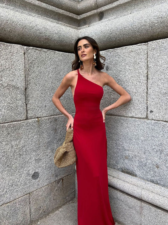 Damen Abendkleid mit asymmetrischem Design und elegantem Schlitz EB
